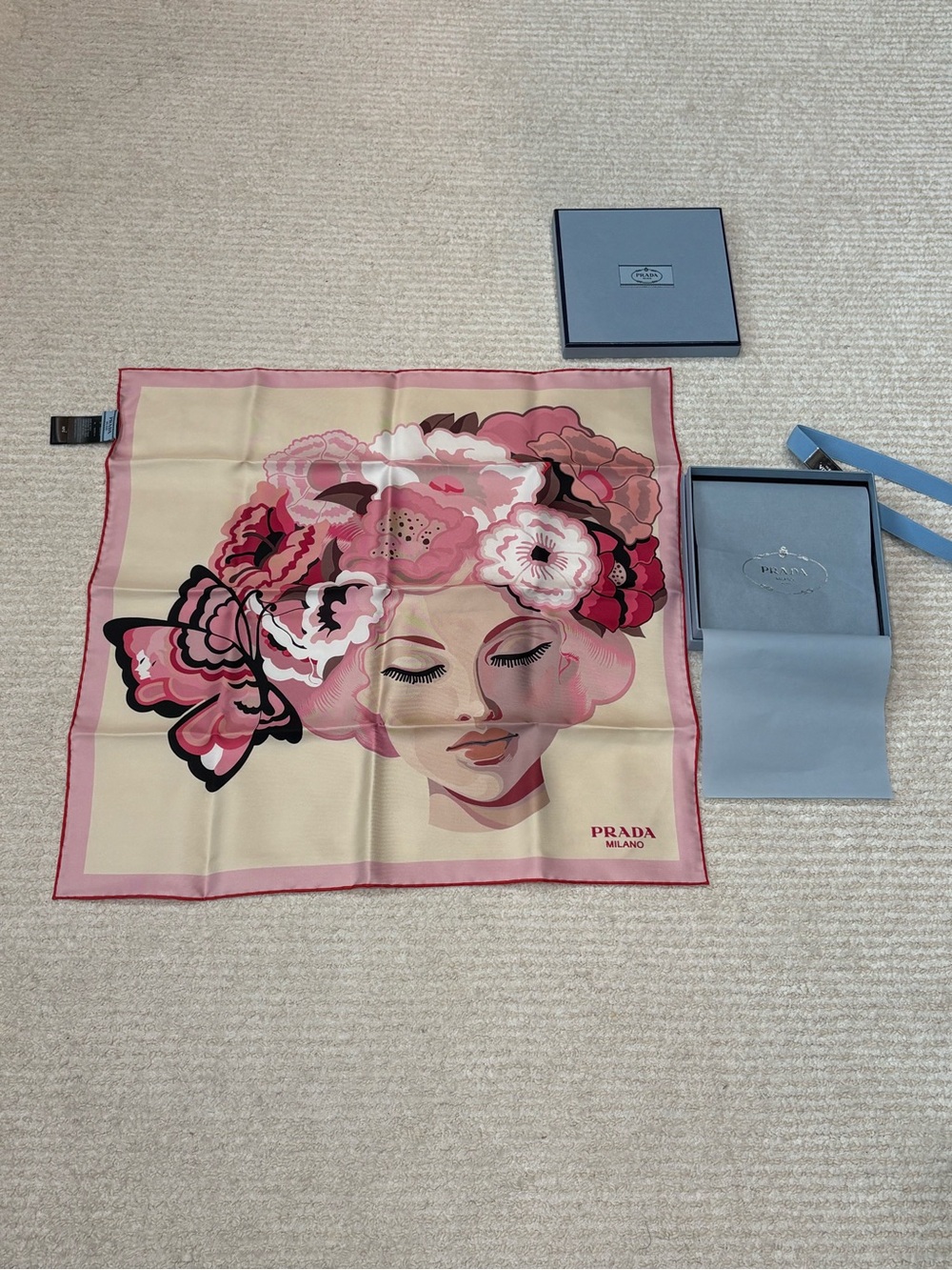 NWT Prada Silk Scarf Pink